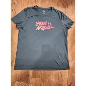 Under Armour Blue Women's Velocity Gradient Wordmark SS T-SHIRT Size XL
